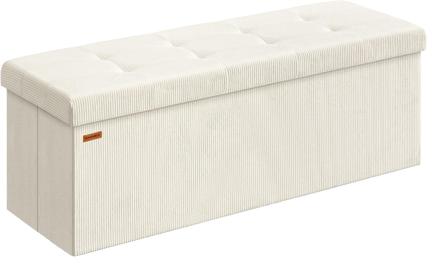 MAZIE Collection - Storage Ottoman Bench, Foldable Foot Rest, 15 X 43 X 15 Inches, End of Bed Bench, Storage Chest, Load 660 Lb, Living Room, Bedroom, Entryway, Jelly Pink ULSF604R01