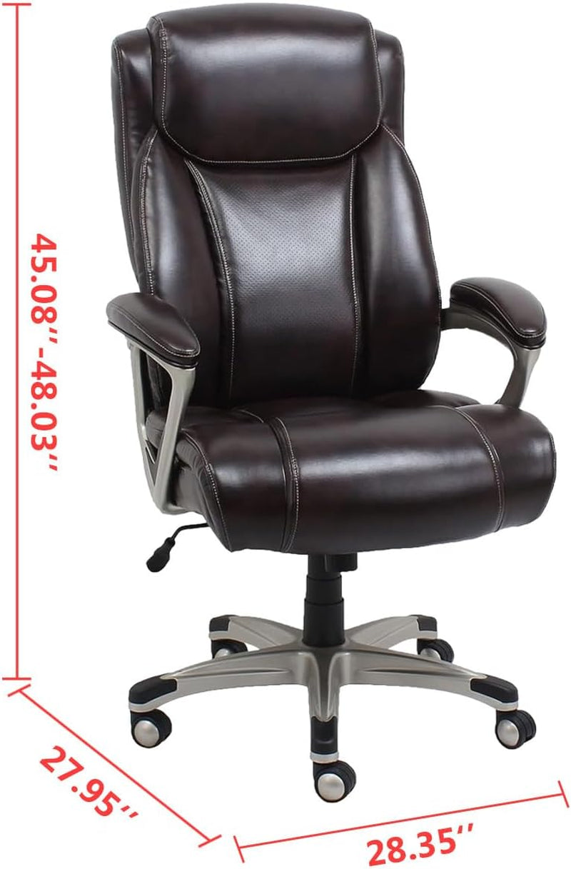 Big & Tall Executive Office Desk Chair with Lumbar Support, Adjustable Height, 350 Lb Capacity, Black Pewter Finish, 28.5" D X 30.25" W X 47.9" H