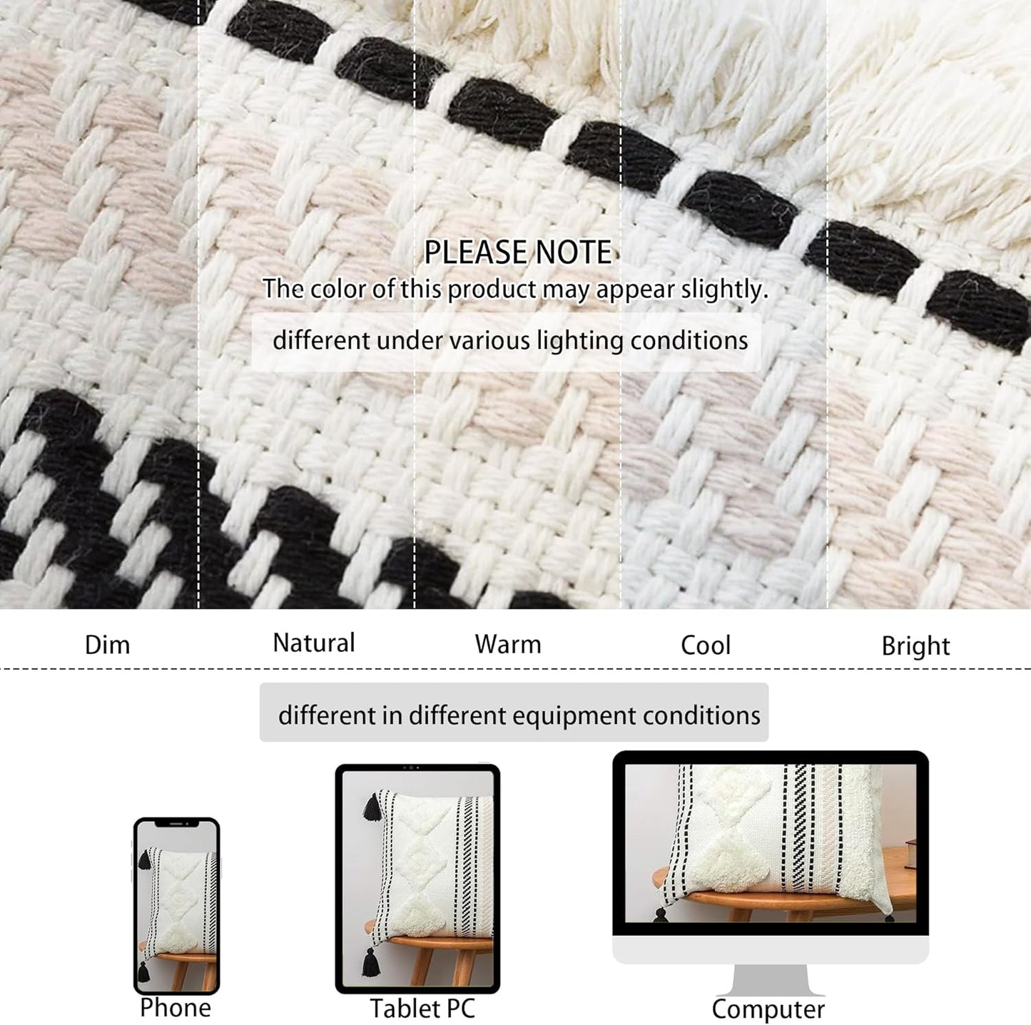 Boho Throw Pillow Covers Tufted Decorative Pillows Cover for Couch Bed Small Lumbar 12 X 20 Inch Pillow Cover, Modern Accent Farmhouse Neutral Throw Pillow Case, Pink