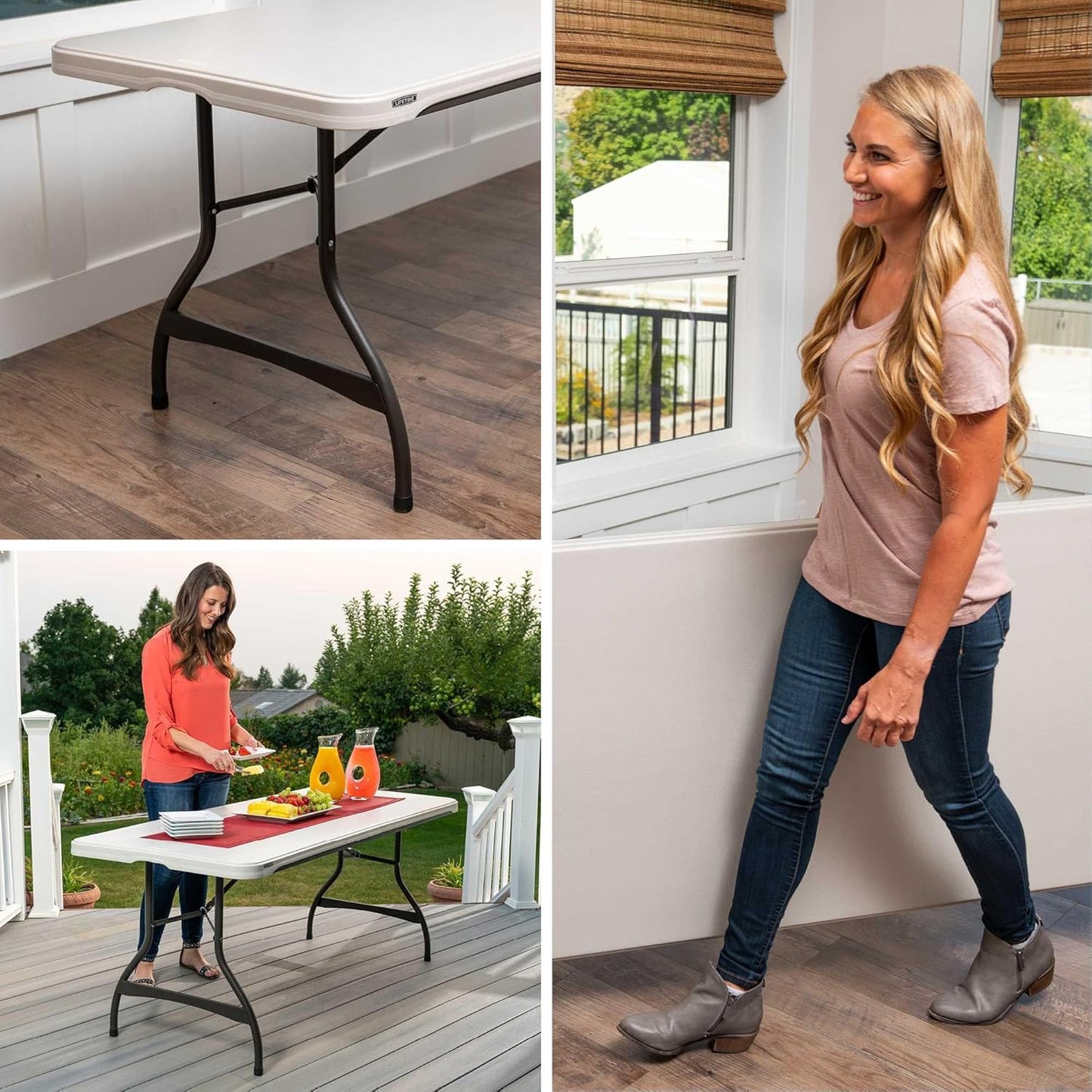 6-Foot Nesting Folding Table, Commercial, Almond