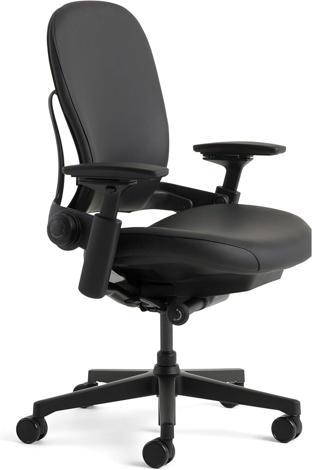 Leap Office Chair V2 - Ergonomic Work Chair with Wheels for Carpet Flooring - Work Chair Supports Unique Body Shape - with Natural Glide System & Liveback Technology - Black Leather