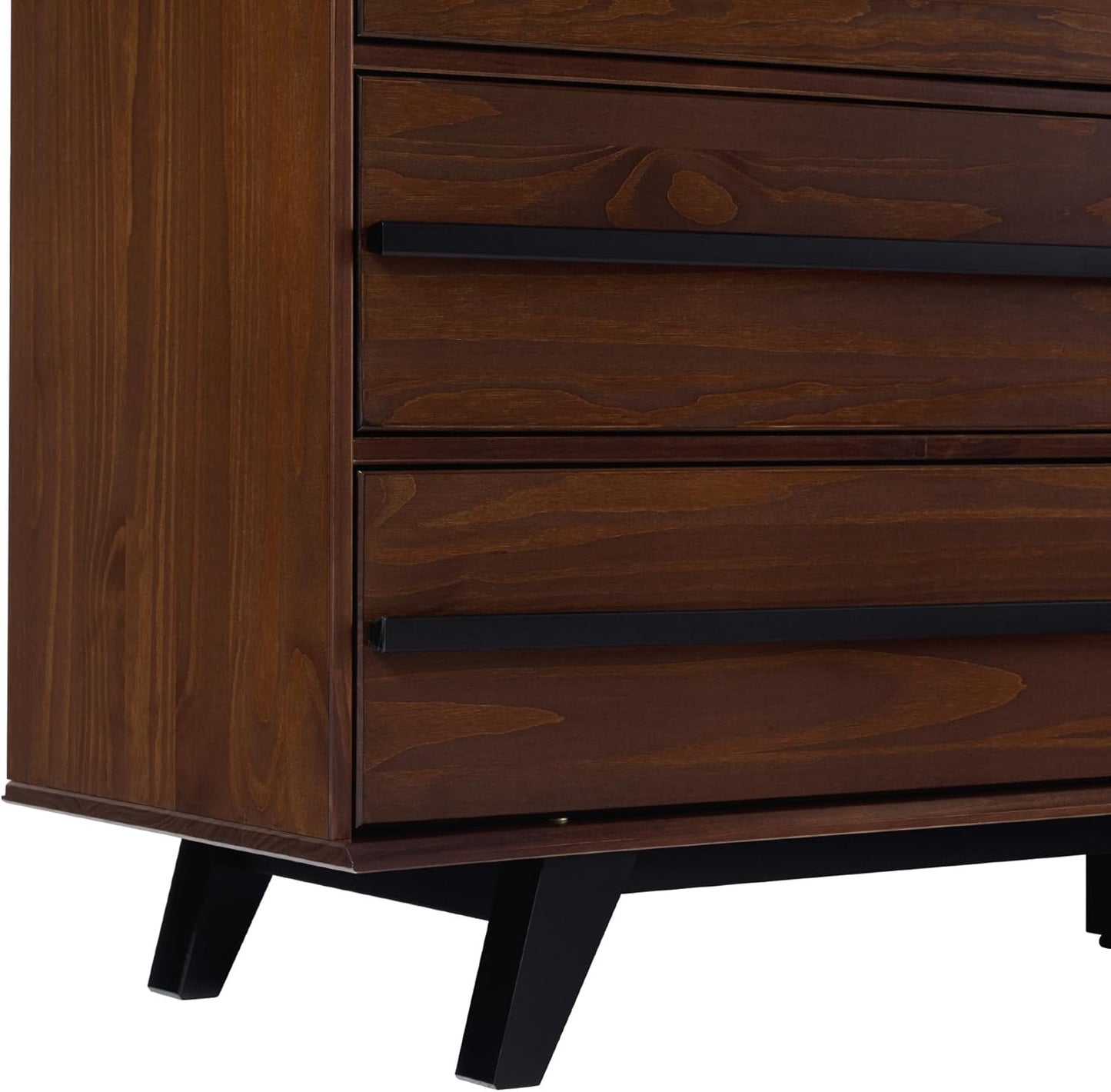 Malhia Contemporary Minimalist Solid Wood 6-Drawer Dresser, 60 Inch, Walnut