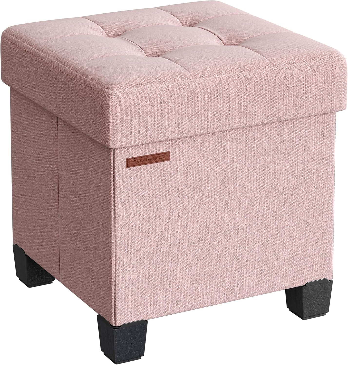 15 Inches Cube Storage Ottoman, Bedroom Bench with Storage, Foot Stool with Feet, Holds up to 660 Lb, Dark Gray ULSF14GYZ