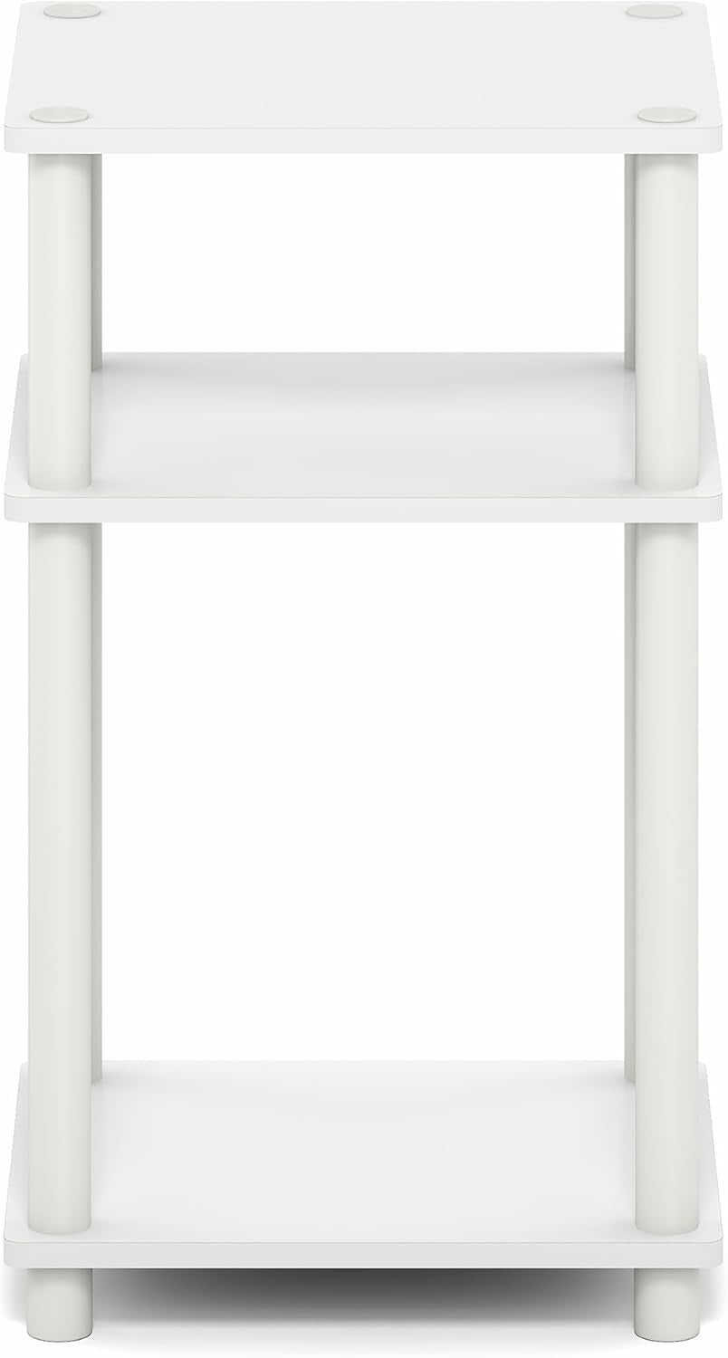Turn-N-Tube Side Table, 3-Tier End Table, Night Stand, Bedside Table, for Living Room, Bedroom, White