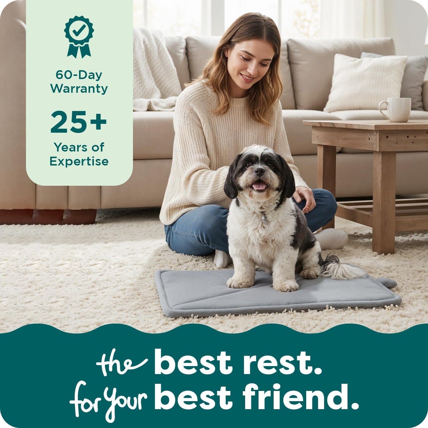 Gray plush faux fur self warming pet mat, view 9