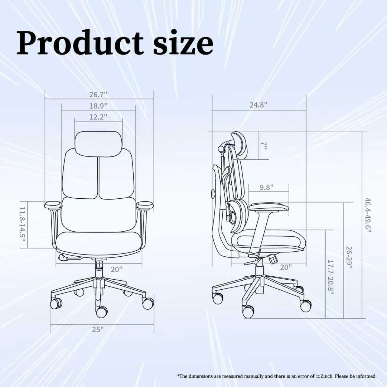 Ergonomic Office Chair 500 LBS Home Mesh Office Chair Comfortable Gaming Desk Chairs Adjustable 90-125° Tilt Rolling Computer Chairs with Wheel 3D Armrest