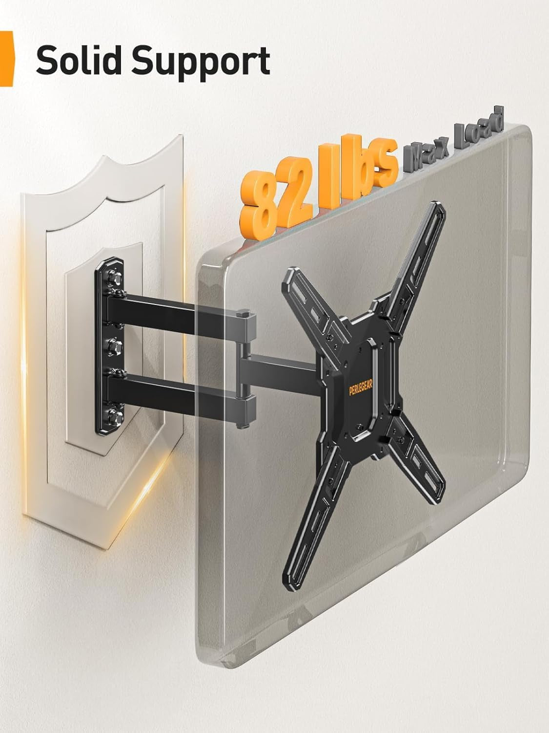 Full Motion TV Mount for Most 26–65 Inch Flat or Curved Tvs up to 82 Lbs, Wall Mount TV Bracket with Articulating Arms, Tool-Free Tilt, Swivel, Extension, Max VESA 400X400Mm, PGMF3