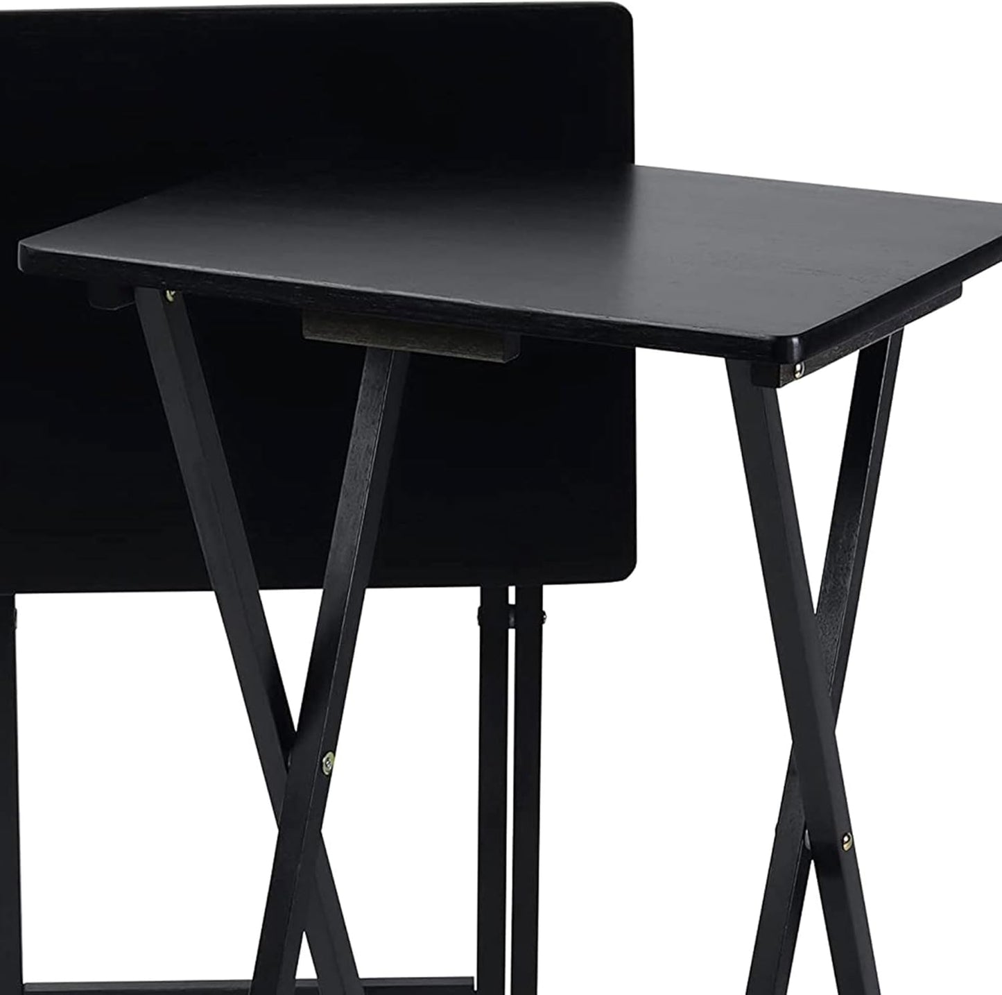 2-Pack Folding TV Tray Set, Black - Collapsible Portable Snack Serving Tables, Home Furniture for Living Room, Bedroom, and Kitchen