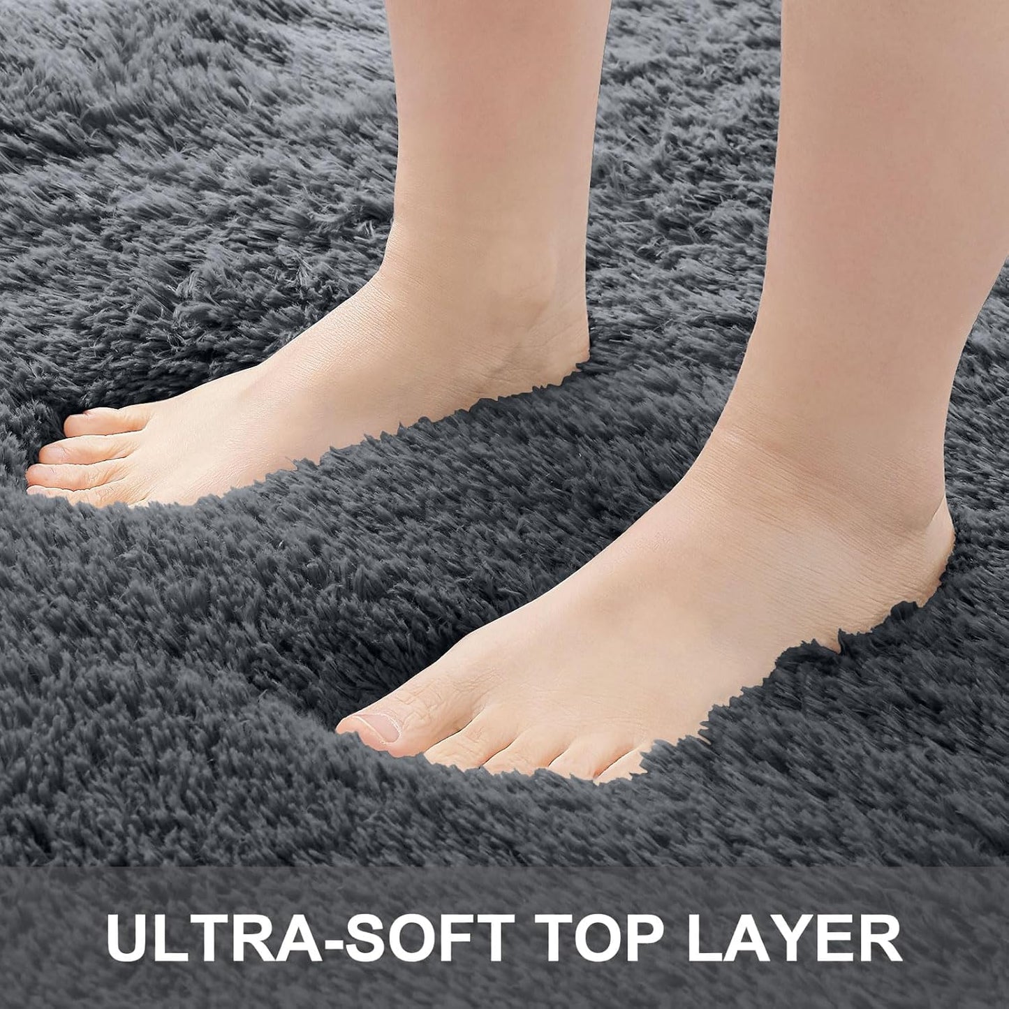 Area Rugs for Living Room Bedroom, Machine Washable 4X5.9 Ft Soft Fluffy Shaggy Bedside Rug, Indoor Floor Carpet for Kids Girls and Boys, Dorms, Nursery Rooms, Home Decor Aesthetic, Grey
