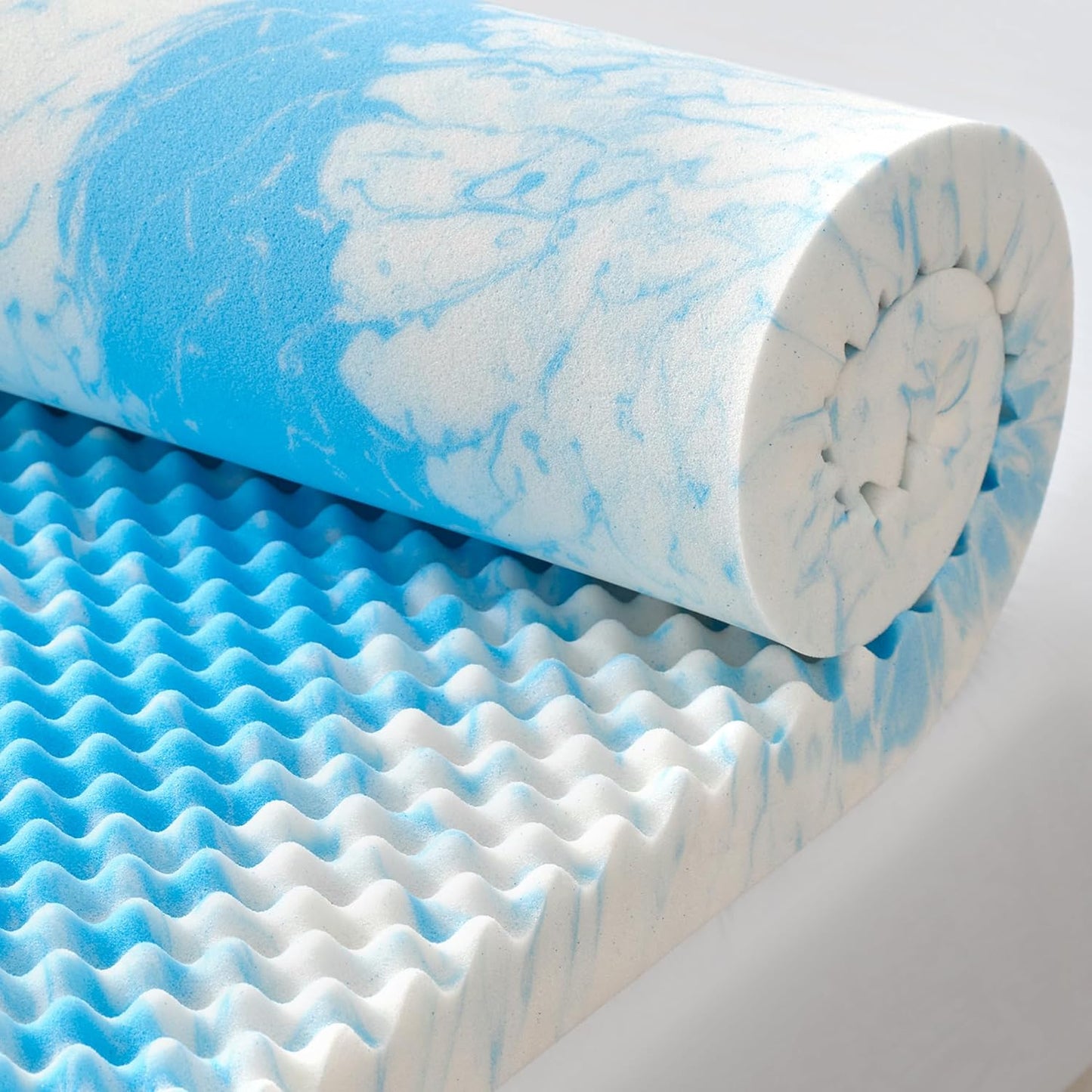 2 Inch Egg Crate Memory Foam Mattress Topper Twin Size, Soft Mattress Pad for Back Pain Relief, Bed Topper, Certipur-Us Certified, Blue