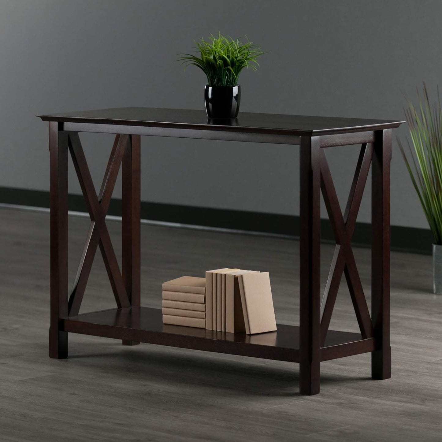 Xola Console Table with Shelf in Cappuccino, Thin Entryway Table for Hallway, Living Room, Elegant Furniture for Any Home Decor