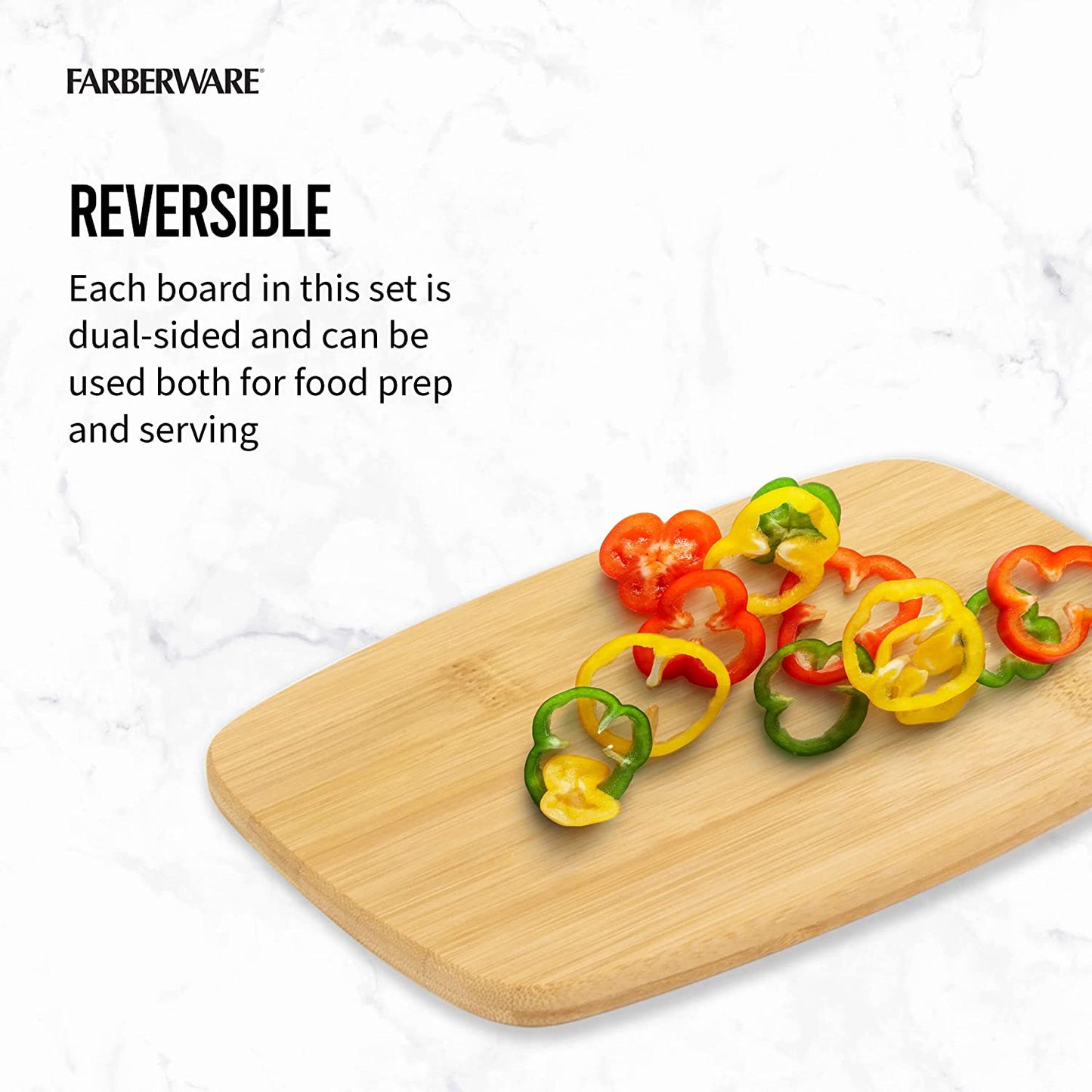4-Piece Reversible Bamboo Cutting Board and Charcuterie Set, Assorted Sizes, Durable Wood Serving Boards for Cheese, Meats, and Prep