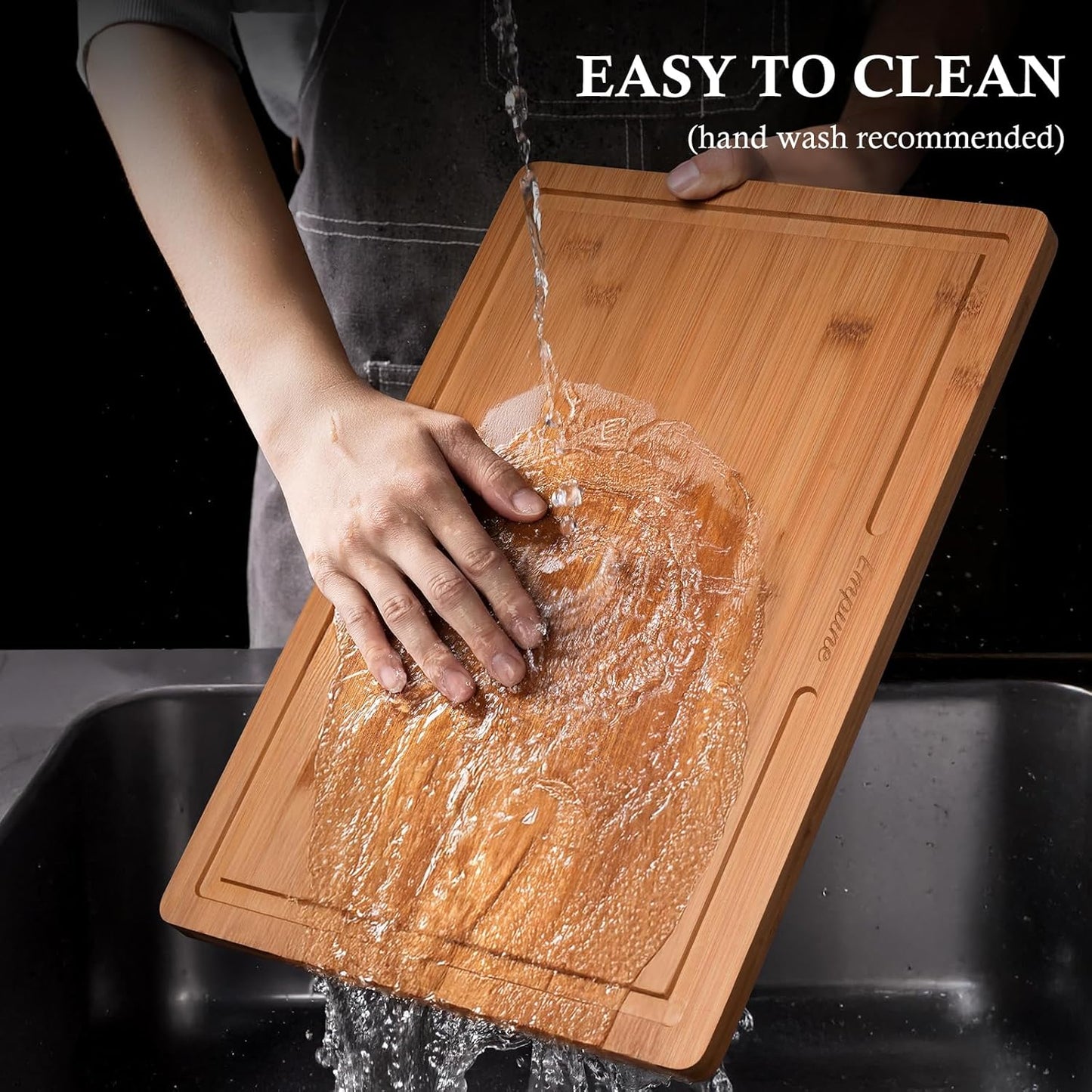 Bamboo Cutting Board Set, Wood Cutting Boards for Kitchen with Holder Wooden Chopping Board for Meal Prep & Serving, Brown