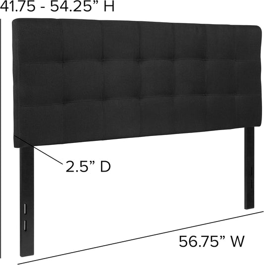 Bedford Tufted Upholstered Headboard for Full Size Bed, Contemporary Fabric Tufted Headboard with Adjustable Height, Black
