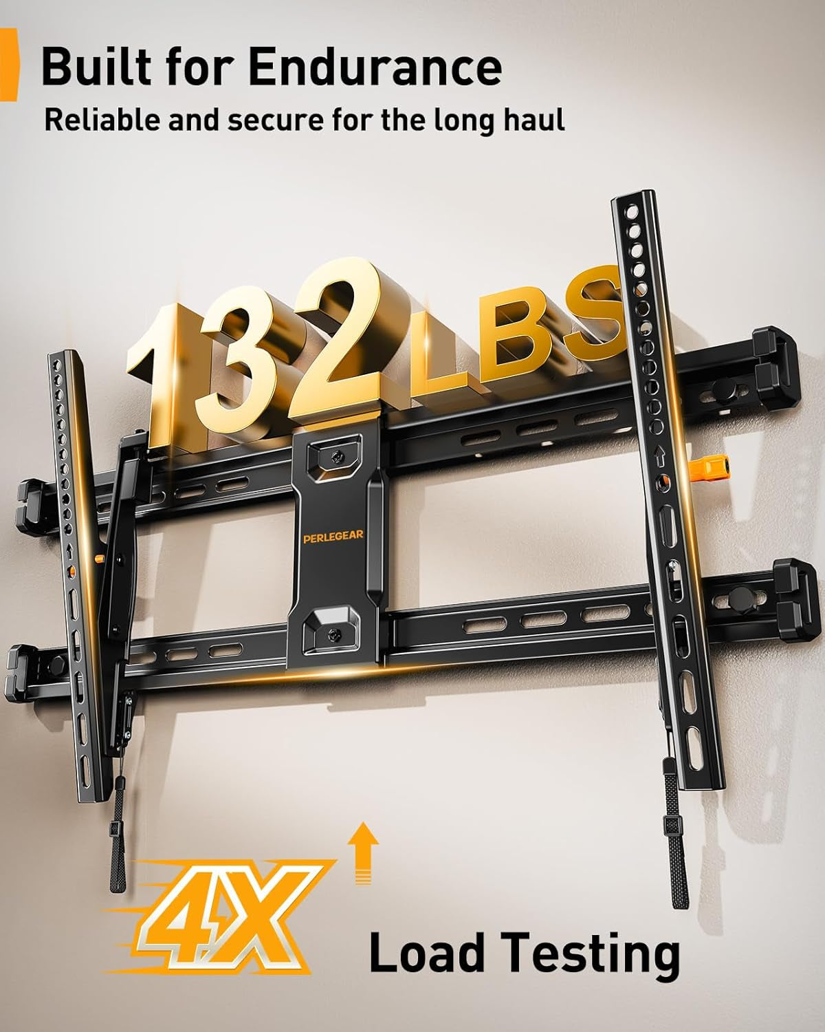 Tilting TV Wall Mount for 42–90 Inch Tvs with Leveling Adjustment, Low Profile TV Mount up to 132 Lbs, Wall Mount Bracket Fits 12”/16”/18”/24” Wood Studs, Max VESA 600X400Mm, PGLT9