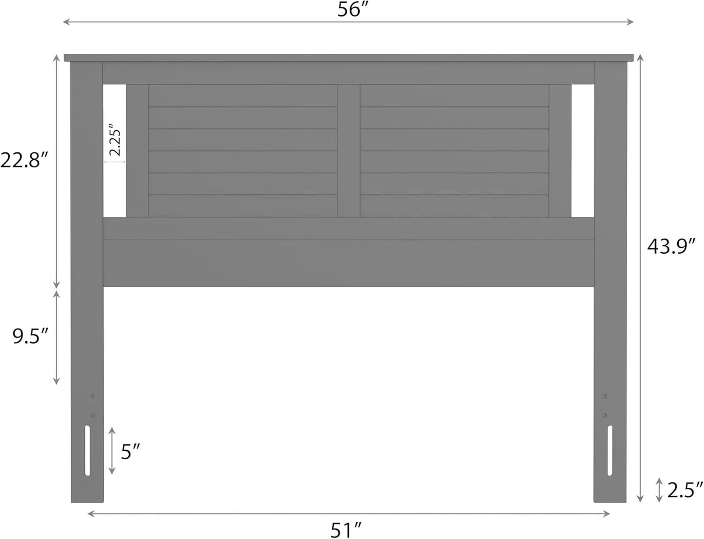 Serene Poplar Wood Full Size Headboard in White, Modern Farmhouse Panel with Horizontal Scoring, Casual Coastal Style, Easy Assembly, Quality Materials