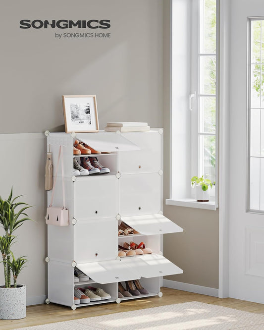 Shoe Rack Organizer, 8-Tier Shoe Storage Cabinet for Closet and Entryway, Holds 32 Pairs of Shoes, Adjustable, Cloud White ULPC034W03