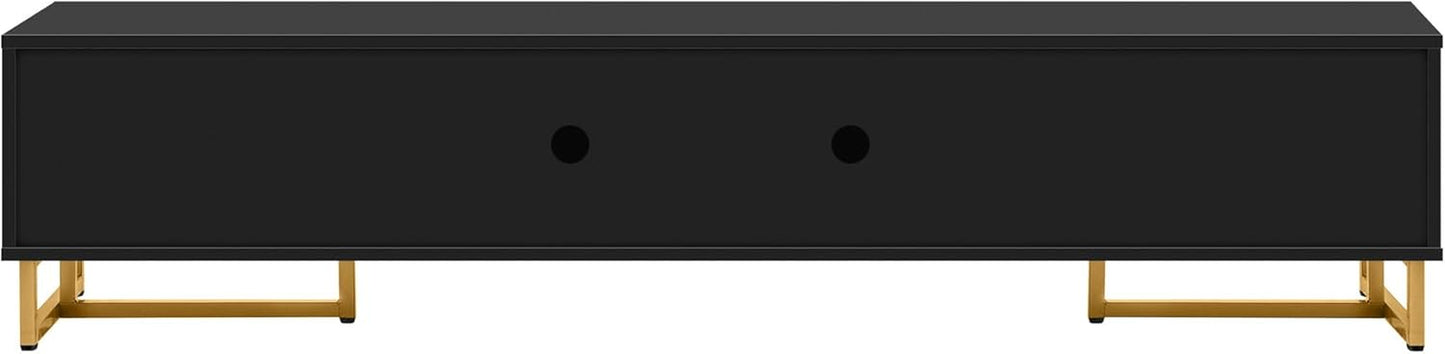 Modern TV Stand with Drawers for Tvs up to 75'', Media Console Storage Cabinet Entertainment Center Furniture for Living Room Bedroom, Gold Metal Legs, 70.9-Inch, Black