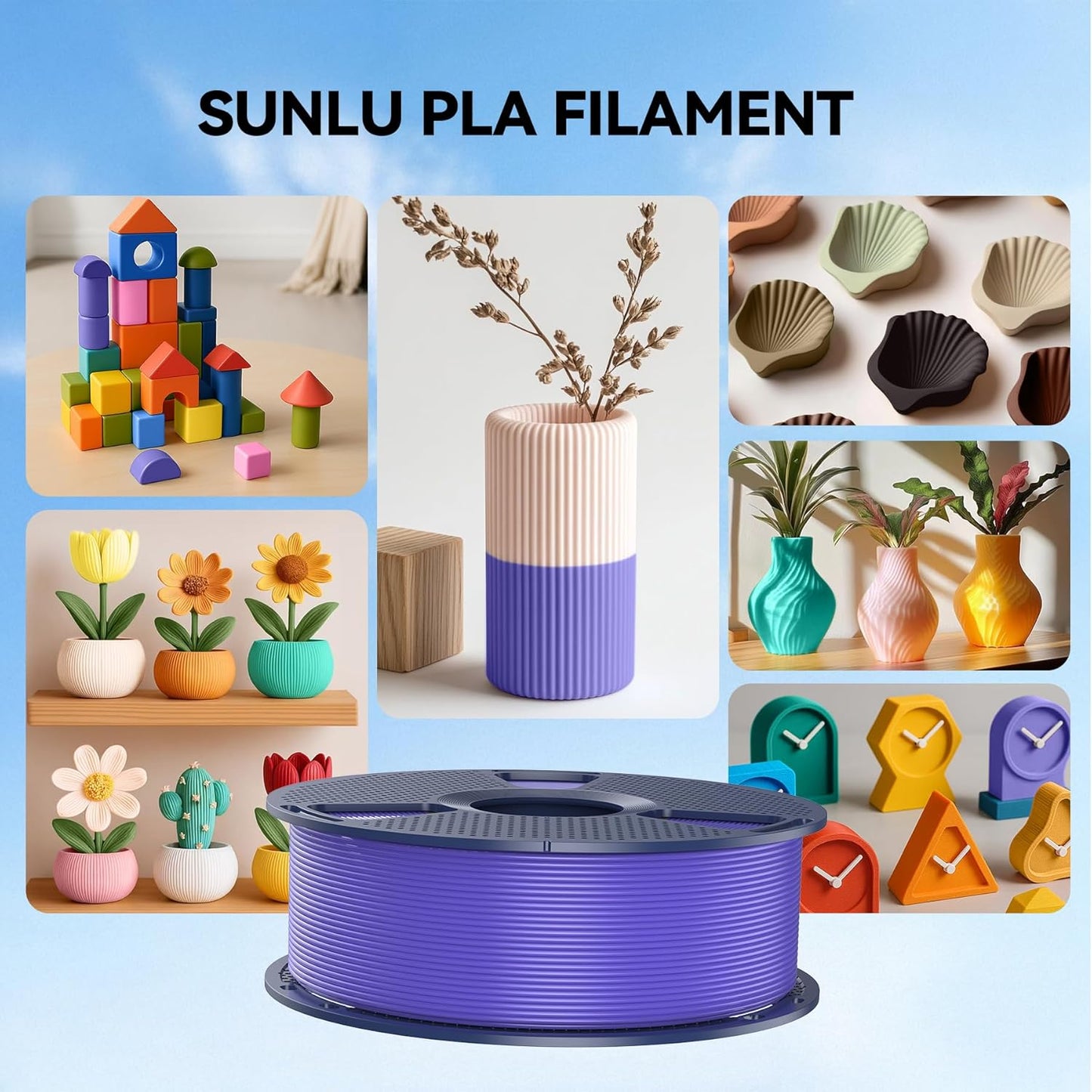 4Kg PLA 3D Printer Filament Bundle, Neatly Wound PLA Filament 1.75Mm ±0.02Mm, Individually Vacuum Packed, 4Kg in Total, 1Kg per Spool, 4 Pack, 4000G, 4Black