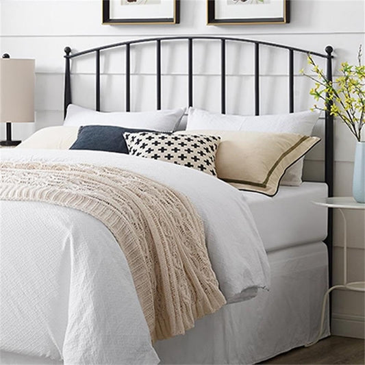Modern Metal King Spindle Headboard, Powder-Coated Black Finish, Steel Frame with Arched Design and Tapered Posts, 55.25" H X 76.75" W, Fits Standard Adjustable Bed Frames, Bedroom