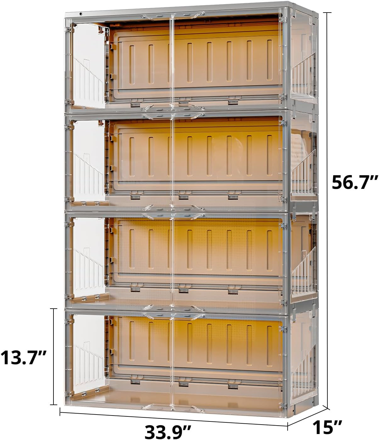 Foldable Display Cabinet, with 2 Color Lights & Infrared Sensing for Collectibles, Curio Cabinet Glass Display Case with Remote Control, Storage Cabinet,Black