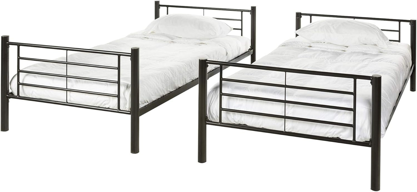Elodie Urban Industrial Twin over Twin Metal Bunk Bed, Twin over Twin, Black