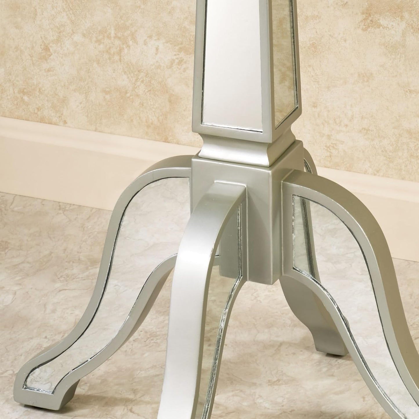 Bila Mirrored Pedestal Table Silver Gray