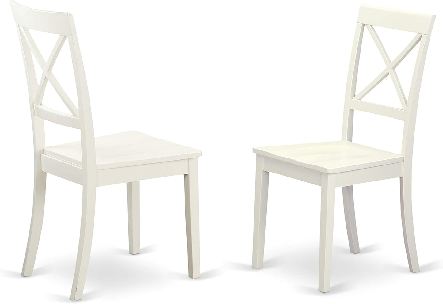 DLBO3-WHI-W 3 Piece Dining Room Table Set Contains a round Kitchen Table with Dropleaf and 2 Dining Chairs, 42X42 Inch, Linen White
