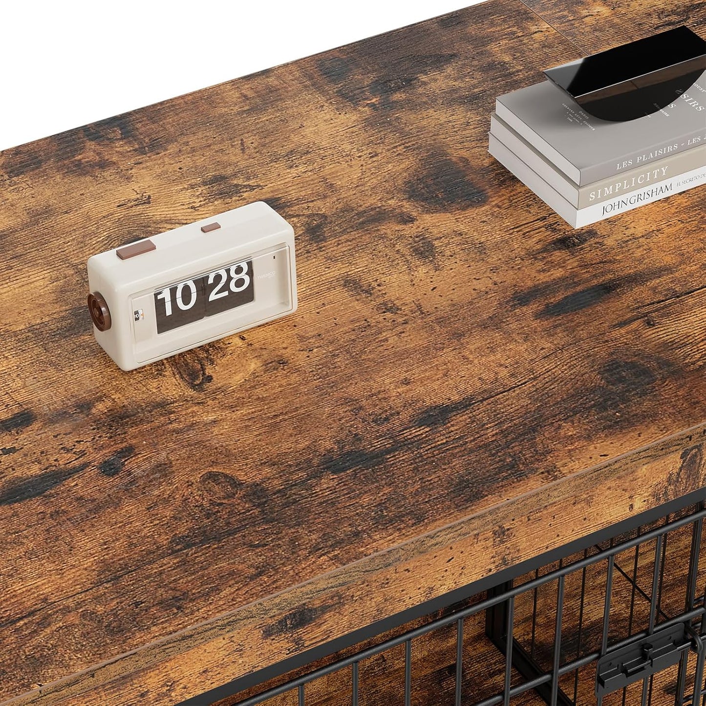 Dog Crate Furniture for 2 Dogs, 63" Large Double Dog Crate Furniture with Divider, Wooden Indoor Kennel TV Stand for Medium Large Dogs, Rustic Brown BF55GW03