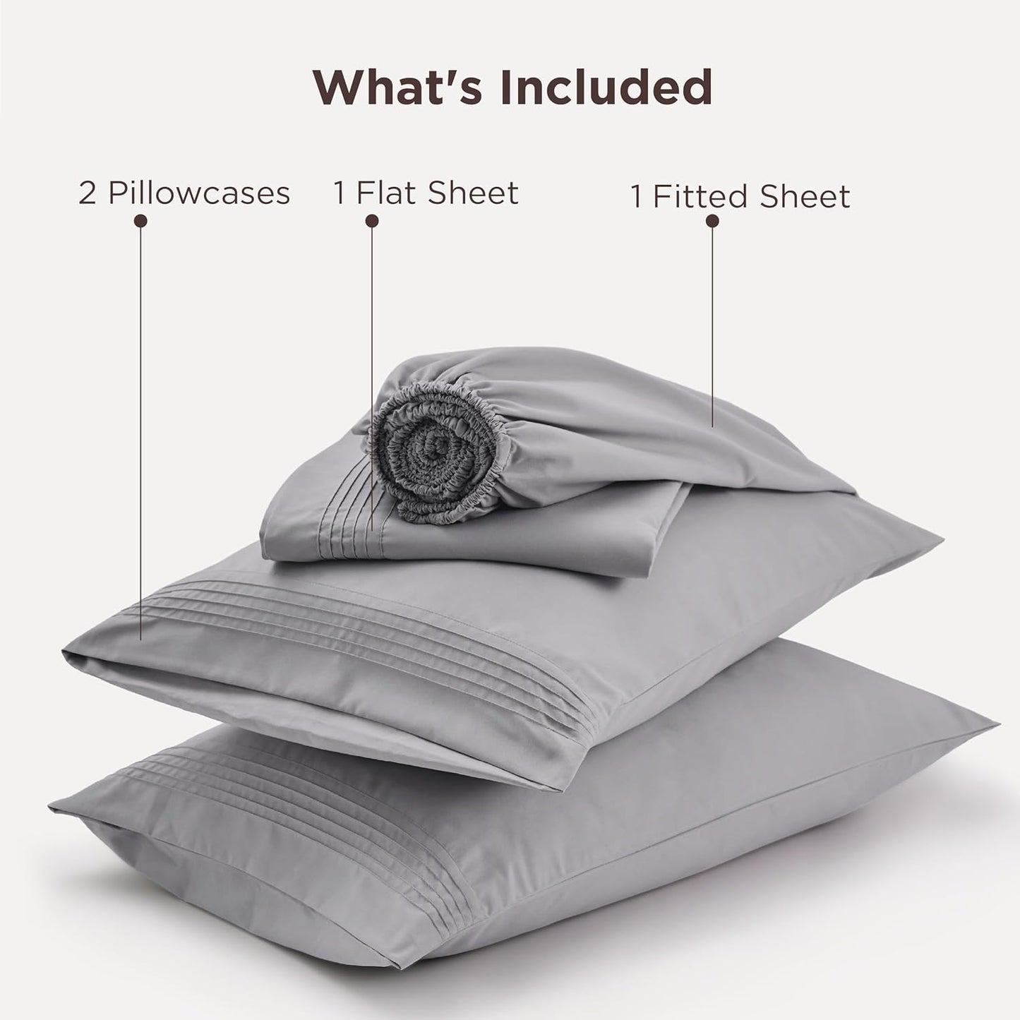 Deep Pocket Queen Sheets Set - Fits Mattresses up to 21 Inches Thick - 4 Piece Gentlesoft Bed Sheets, Moisture Wicking, Soft & Cooling Bedsheet & Pillowcases, Easy & Secure Fit, Light Grey