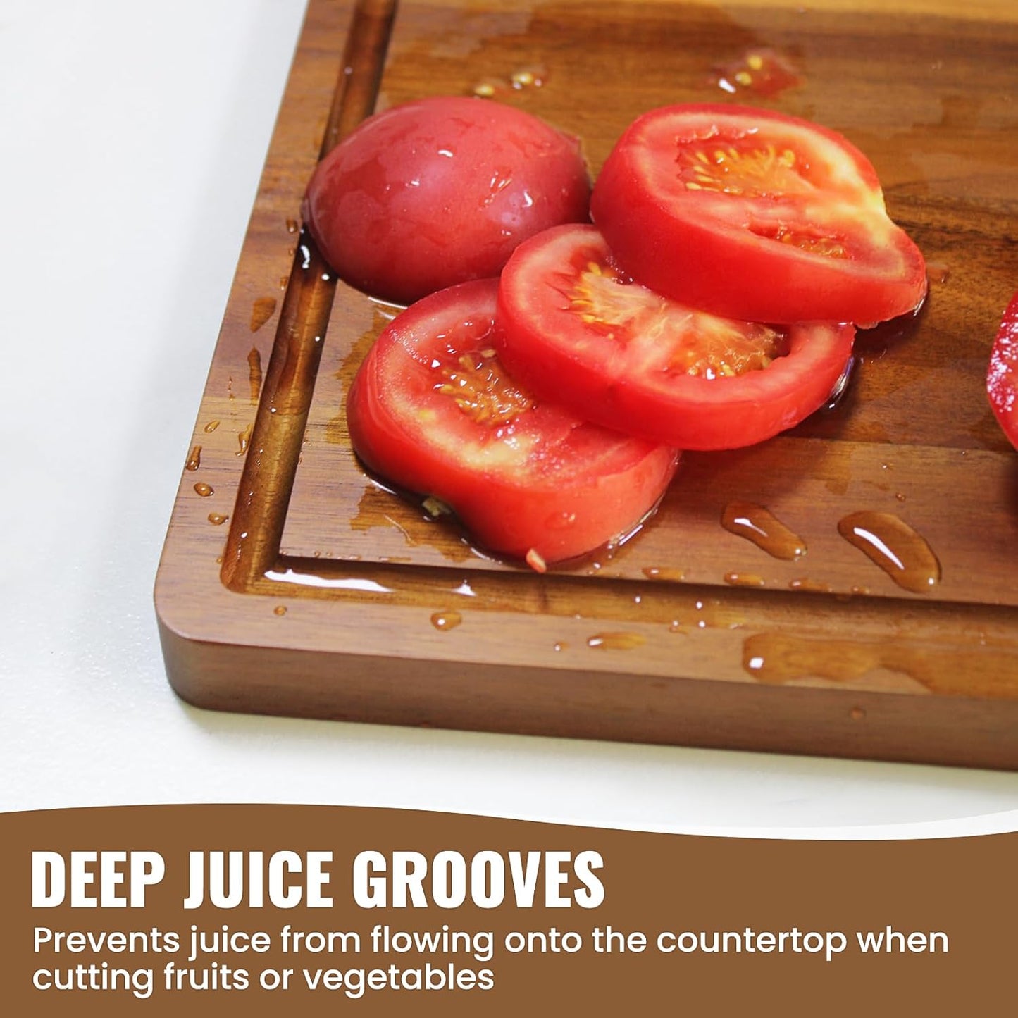 Acacia Wood Cutting Boards Set of 3 for Kitchen, Large Wooden Cutting Board with Juice Groove, Charcuterie Board, Chopping Board for Meat, Cheese, Fruits(17X12, 12X10, 12X7 Inch)