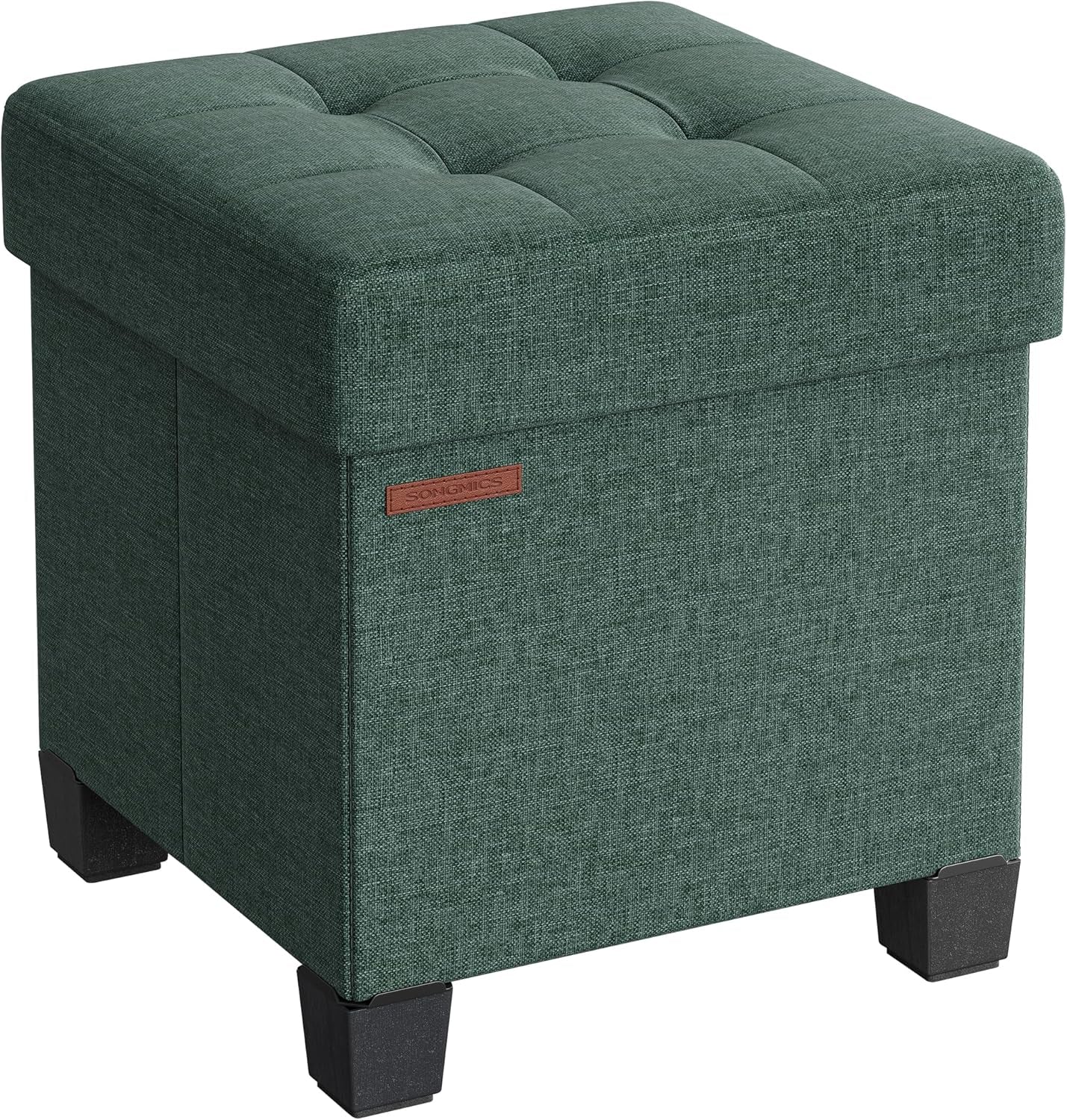 15 Inches Cube Storage Ottoman, Bedroom Bench with Storage, Foot Stool with Feet, Holds up to 660 Lb, Dark Gray ULSF14GYZ