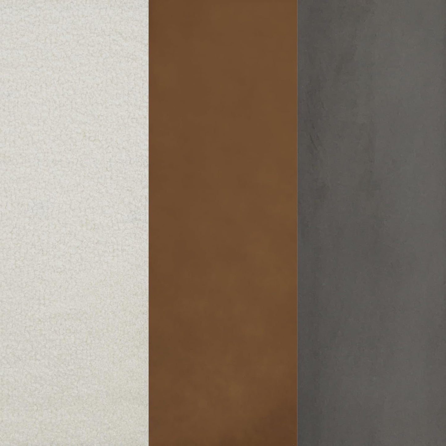 Aspen Queen Bed Headboard, Boucle Upholstered Headboard with Leather Straps and Black Matte Metal Frame, White/Black