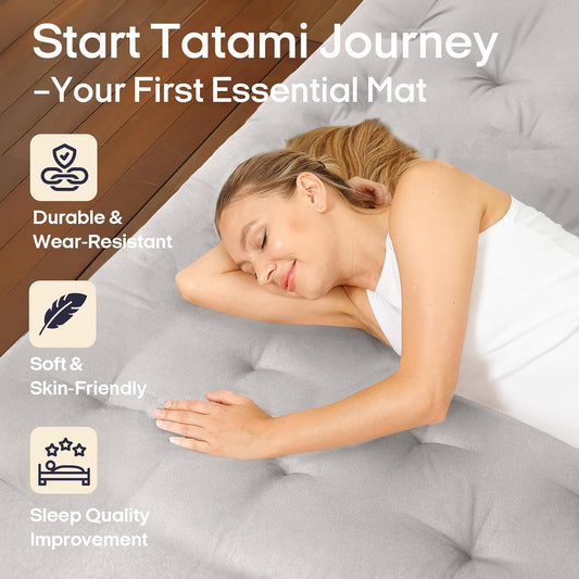 Japanese Futon Mattress – Full Size(75"X54"), Foldable & Rollable Floor Bed, Soft, Comfortable, Water-Resistant, Perfect for Guests and Small Spaces, Easy Storage