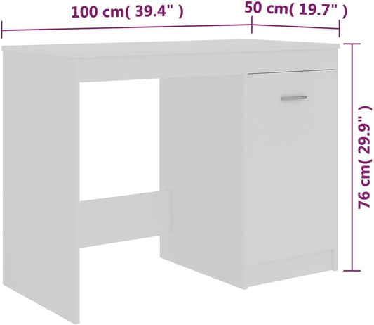White Engineered Wood Compact Computer Desk, Rectangular Modern Office Desk for Home, Study, Small Spaces, 39.4 X 19.7 Inch Work Table
