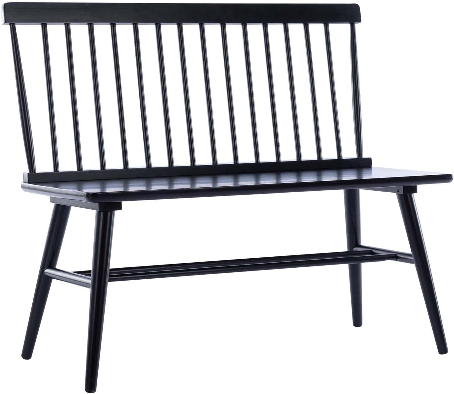 Entryway Bench, Black Dining Bench with Spindle Back Farmhouse Wood Windsor Bench for Foyer Balcony Living Room, Black