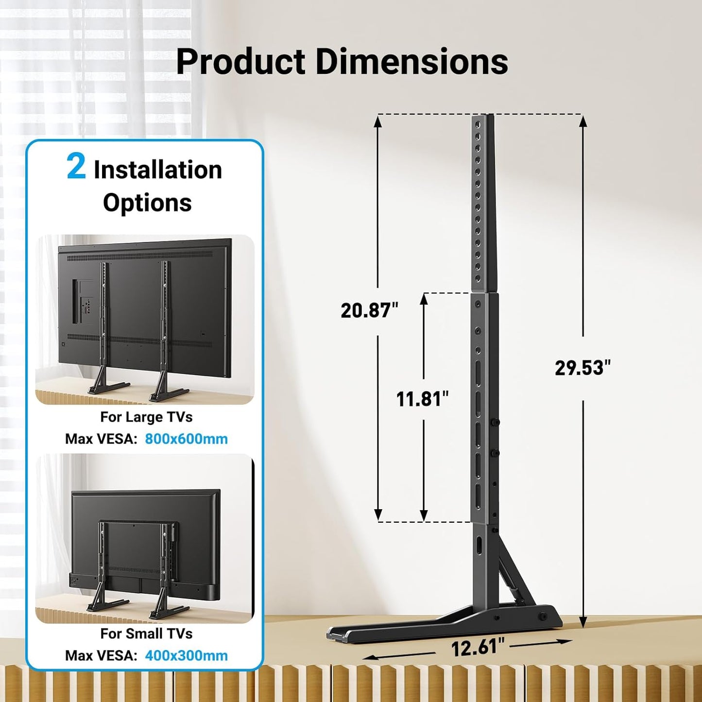Universal TV Stand Mount for 22-70 Inch Tvs, Height Adjustable Table Top TV Stand, Great Load-Bearing Replacement TV Legs with Tempered Glass Holds up to 110Lbs, Max VESA 800 X 600Mm