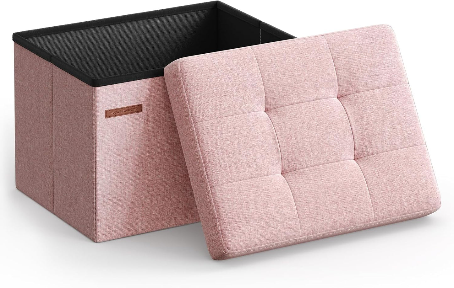 MAZIE Collection - Small Folding Storage Ottoman, Foot Rest Stool, 12.2 X 16.1 X 12.2 Inches, 286 Lb Load Capacity, for Living Room, Bedroom, Home Office, Dorm, Ink Black ULSF102B01