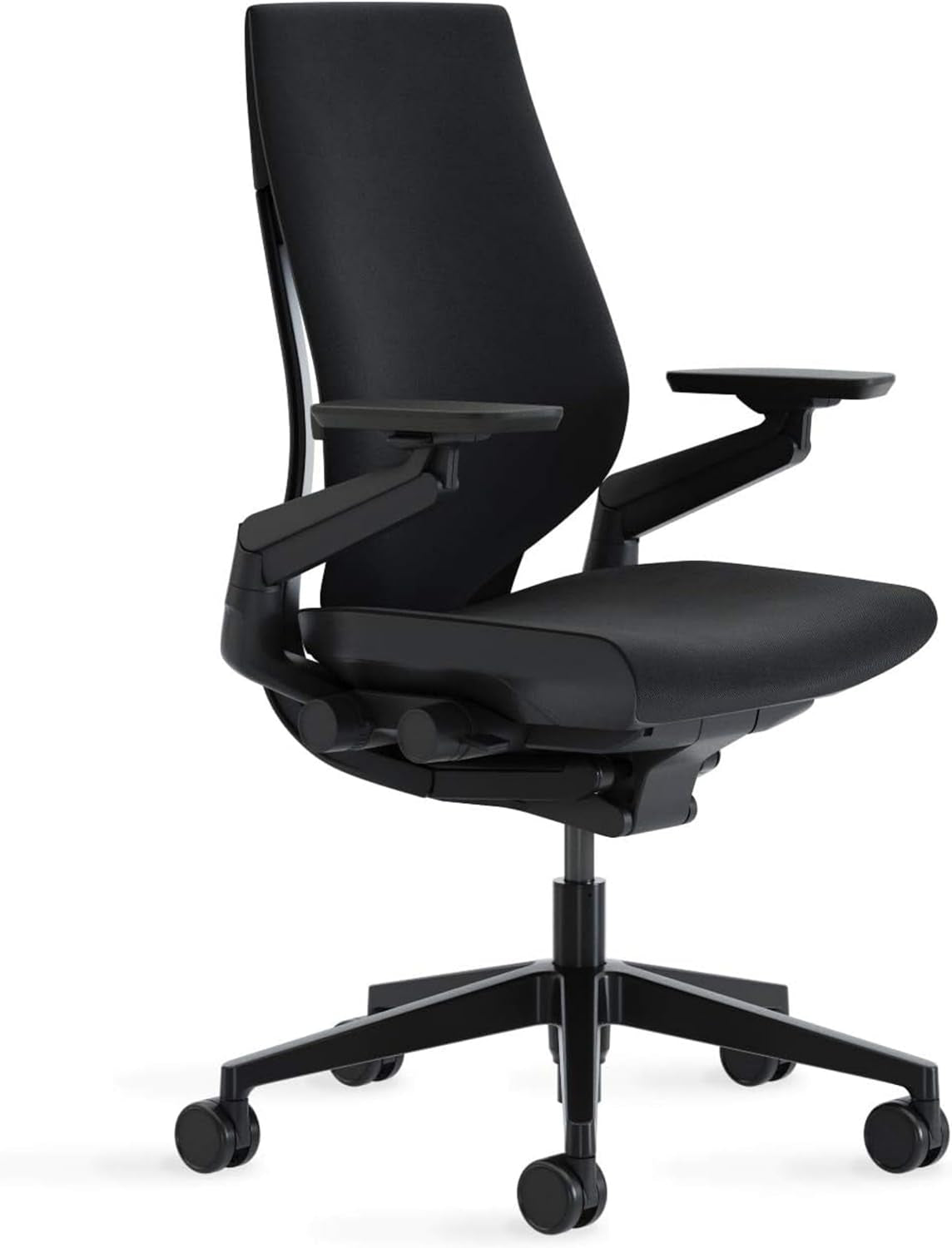Gesture Office Chair - Ergonomic Work Chair with Wheels for Carpet - Comfortable - Intuitive-To-Adjust for Desk - 360-Degree Arms - Licorice Fabric, Dark Frame