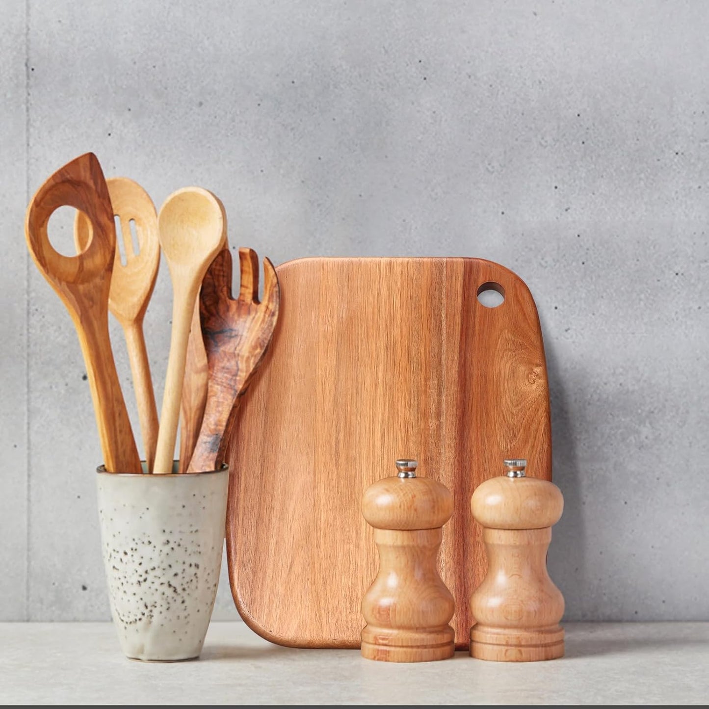 Small Acacia Wood Cutting Boards for Kitchen with Hanging – Mini Wooden Cutting Board for Vegetables, Fruit, Bread, Meat - BPA Free, 9" X 6.5"