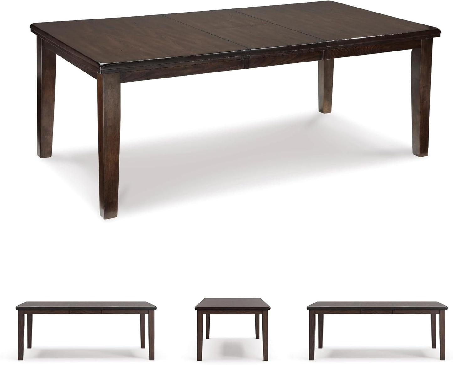 Haddigan Traditional Rectangular Dining Extension Table, Seats up to 8, Dark Brown