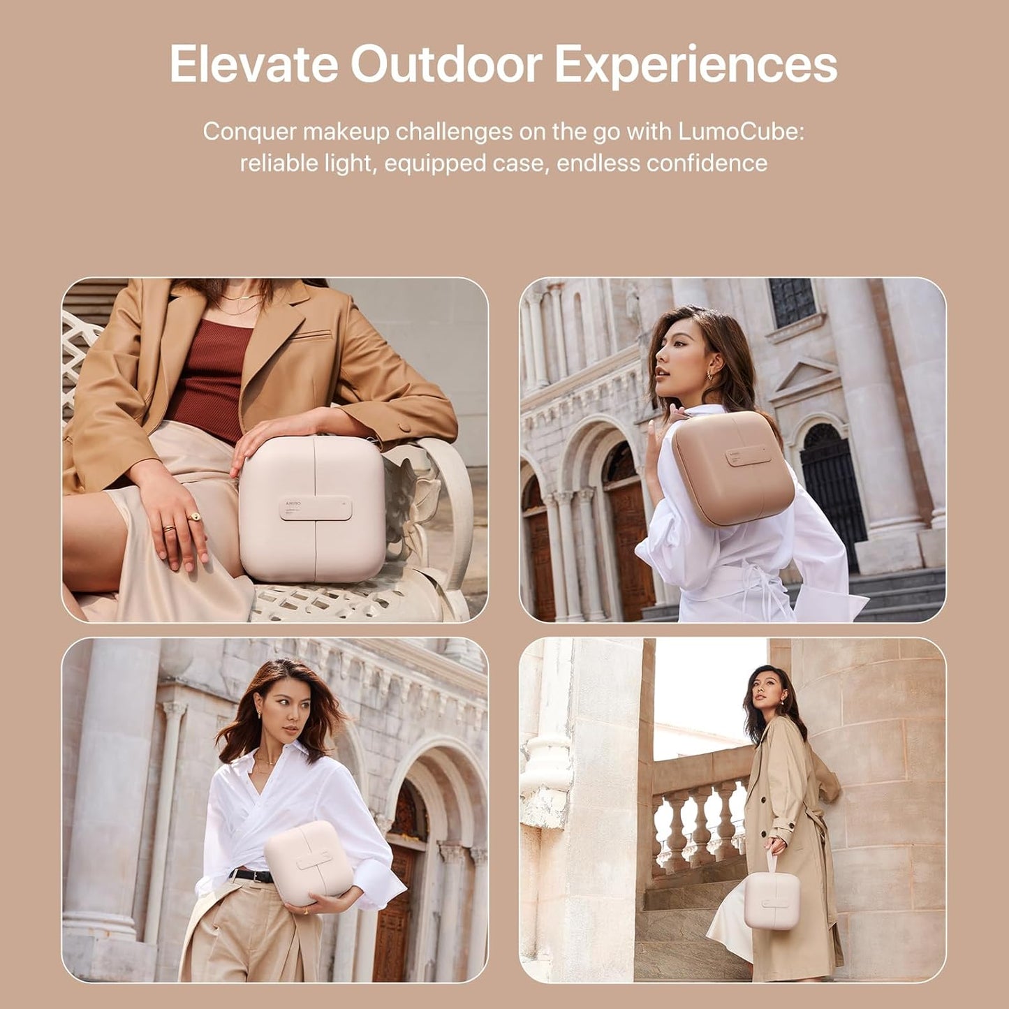 M2 Travel Makeup Bag with 5 Level Brightness & 3 Color LED Mirror, Portable Makeup Artist Organizer, White