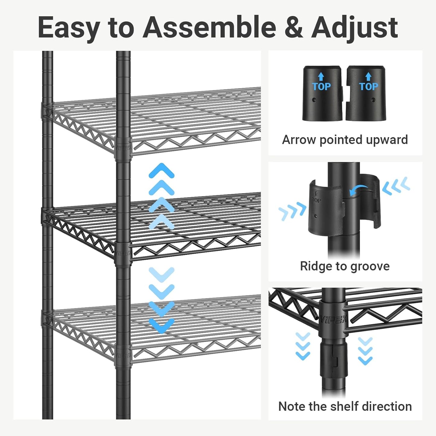 V50 Closet Organizer System, Extra Large Heavy Duty Clothes Rack with Adjustable Shelves, Freestanding Modern Wardrobe for Bedroom, Walk-In Closet, Dressing Room, 1300 Lbs Capacity, Gold