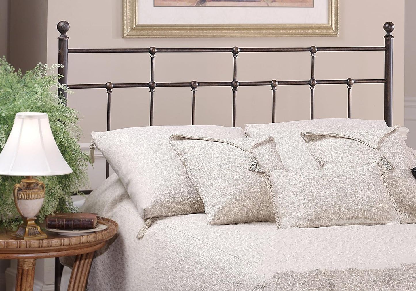 Providence Traditional King Metal Spindle Headboard in Antique Bronze