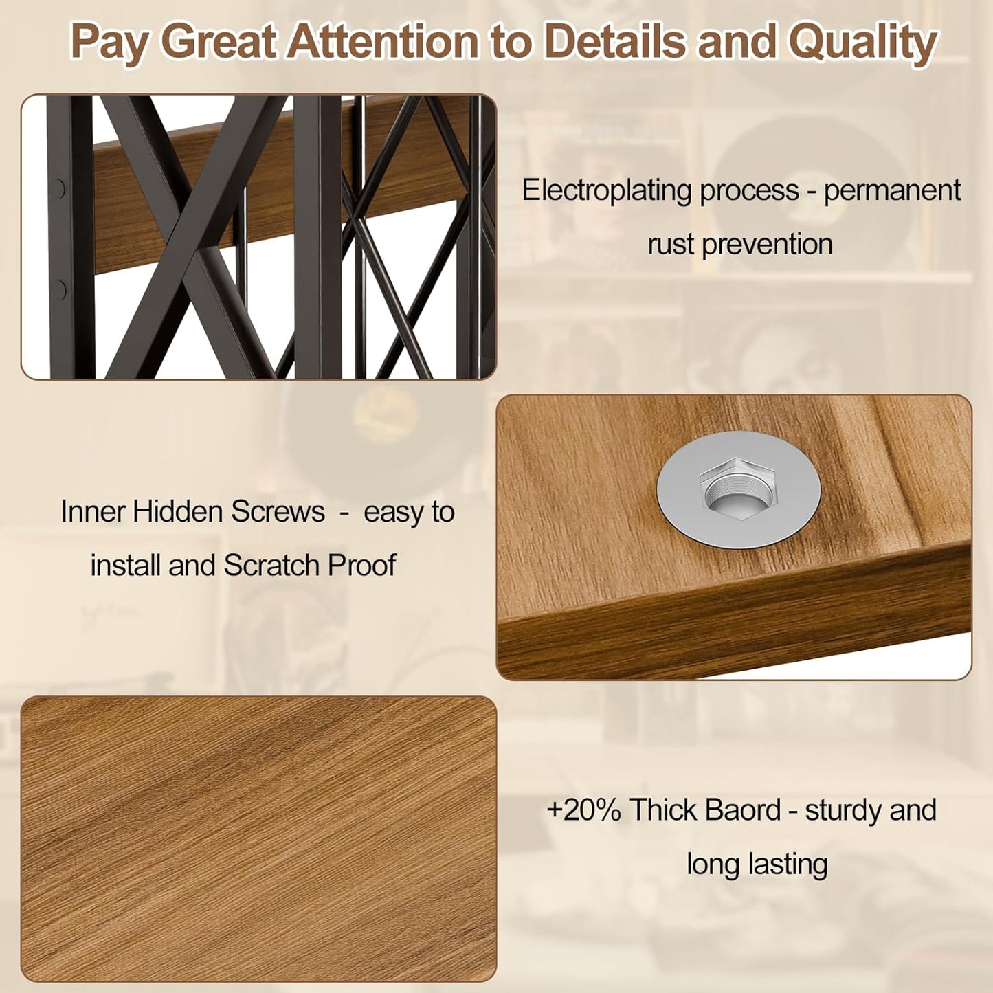 Vinyl Records Storage,80-100Lps Record Holder,Stackable Vinyl Holder,2-Tier Record Player Stand,Wood Records Player Table,Turntable Stand for Magazine, Book, Files, Albums