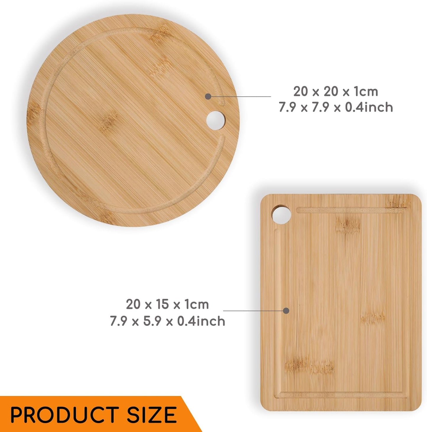 Small Cutting Board Set of 2 - Compact with Juice Groove for Fruits, Vegetables, Cheese & Sandwiches, Lightweight & Non-Toxic Mini Boards for Charcuterie, Camping & Kitchen