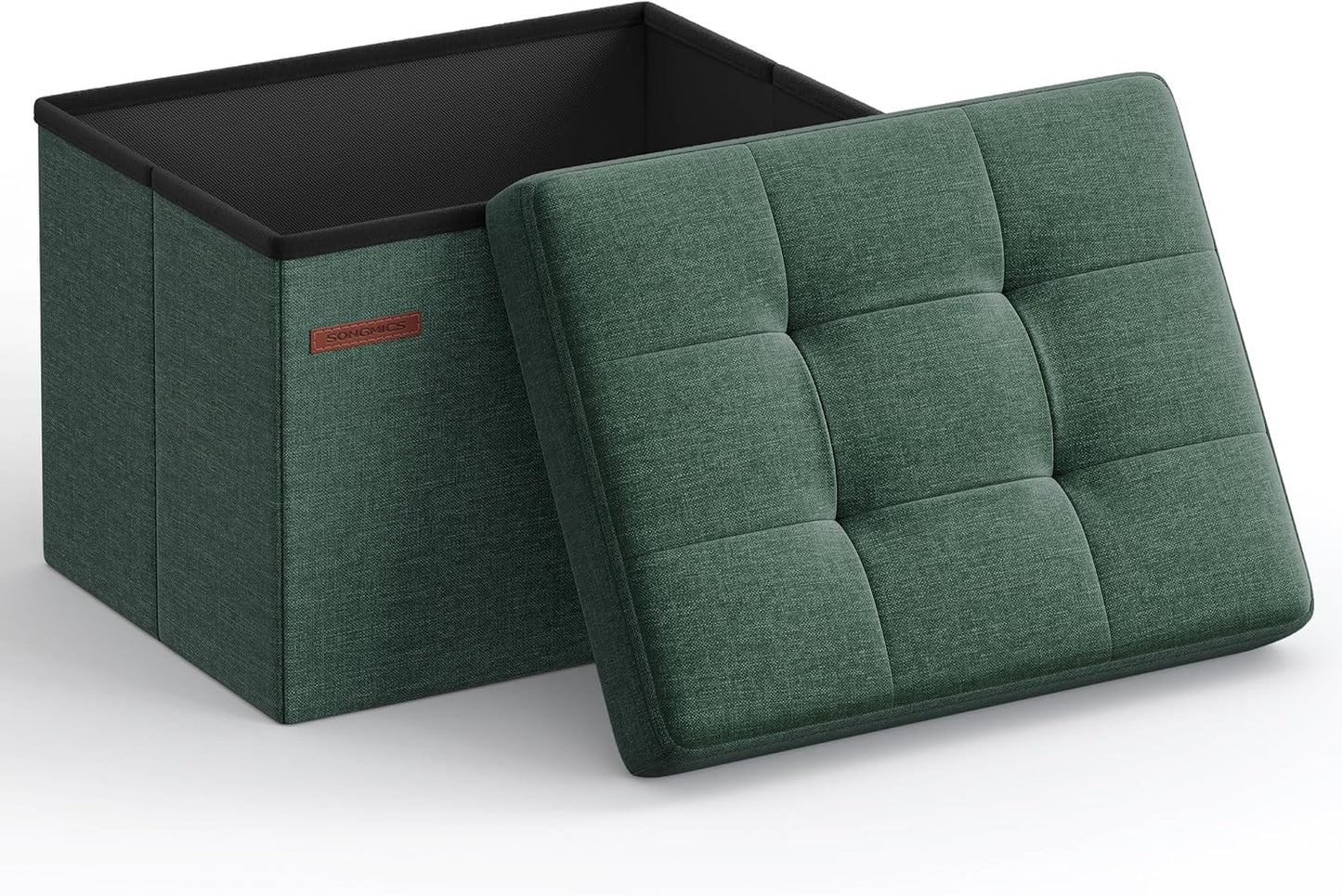MAZIE Collection - Small Folding Storage Ottoman, Foot Rest Stool, 12.2 X 16.1 X 12.2 Inches, 286 Lb Load Capacity, for Living Room, Bedroom, Home Office, Dorm, Ink Black ULSF102B01