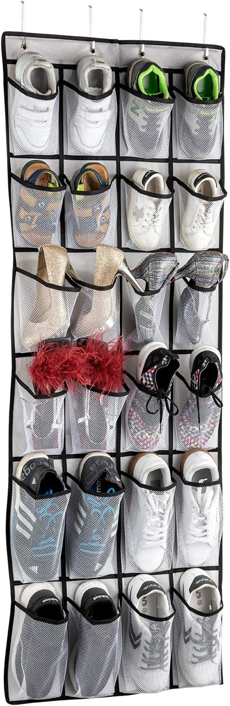 White over the door shoe organizer with 24 mesh pockets, view 7