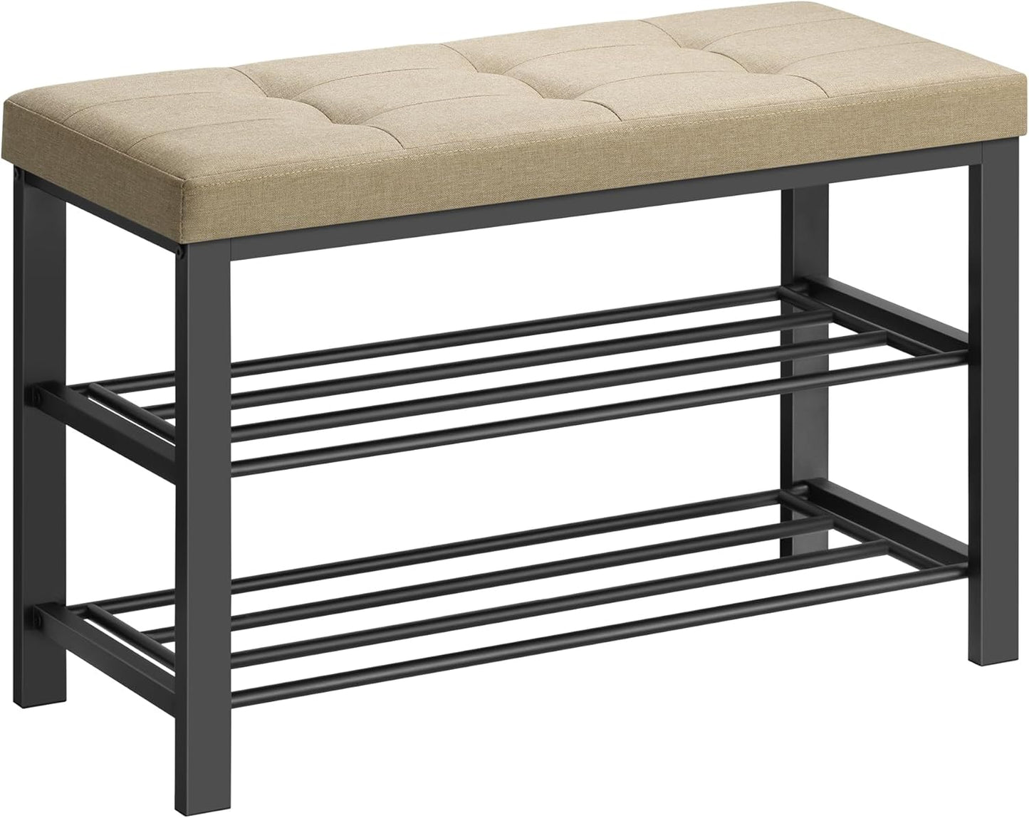Shoe Bench, Storage Bench, Entryway Bench with Cushion, Shoe Shelf with Seat, Space-Saving, Modern Style, for Living Room, Bedroom, Hallway, Dark Gray and Ink Black ULBS579B33