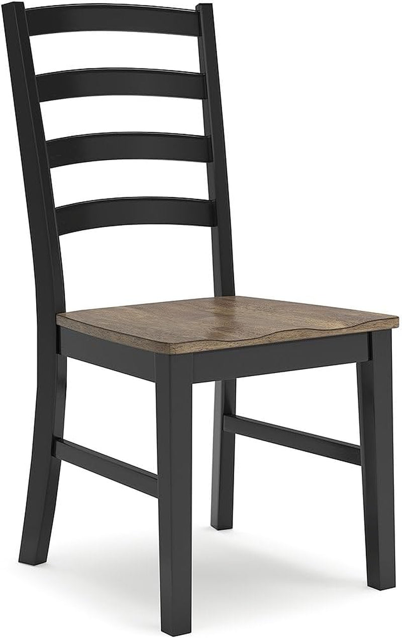 Black and brown ladderback solid wood dining chairs, set of 2, view 8